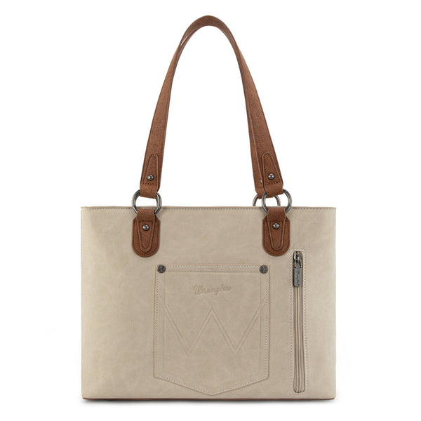 Wrangler Beige Braided Whipstitch Zippered Tote-WG217-2002BG