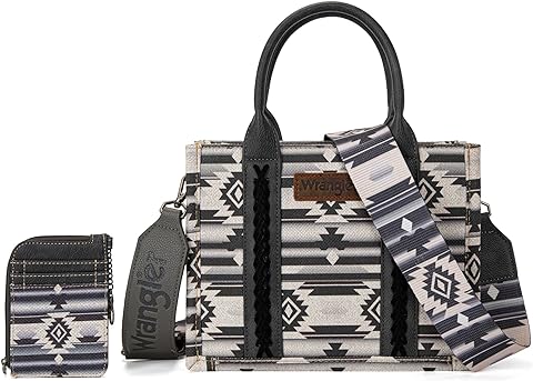 Wrangler Aztec Small Tote Crossbody Card Case Black Set 2Pc Purse-WG2203A-8120SBK