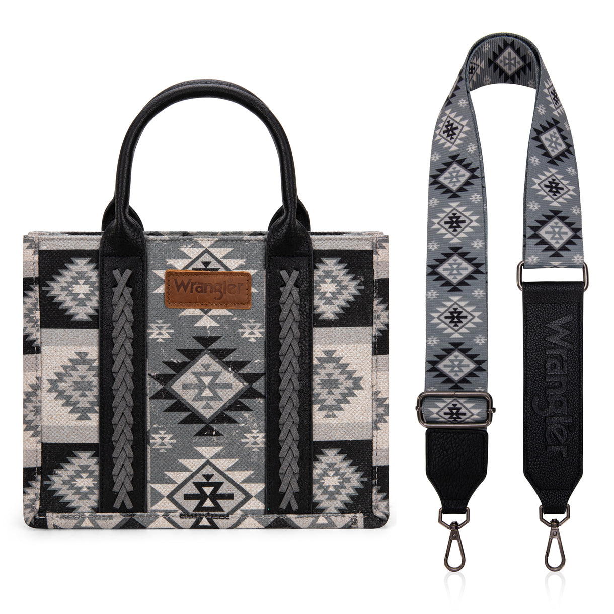 Wrangler Aztec Black Pattern Dual Sided Crossbody Tote-WG2209-8120SBK