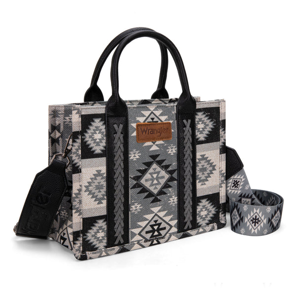 Wrangler Aztec Black Pattern Dual Sided Crossbody Tote-WG2209-8120SBK