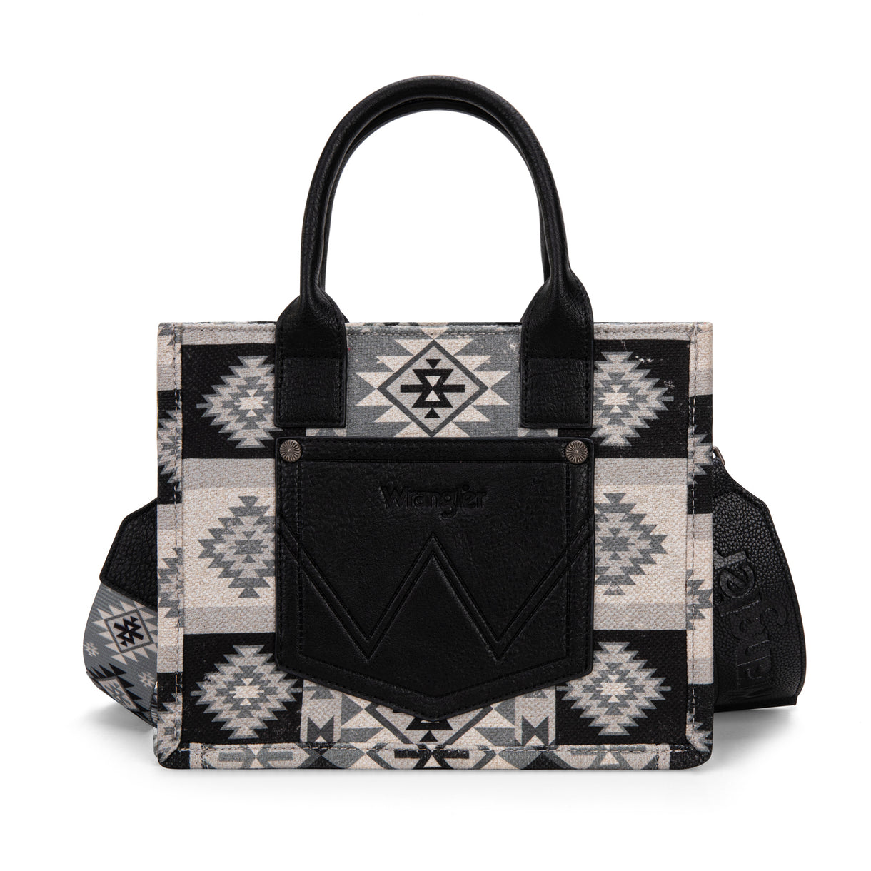 Wrangler Aztec Black Pattern Dual Sided Crossbody Tote-WG2209-8120SBK