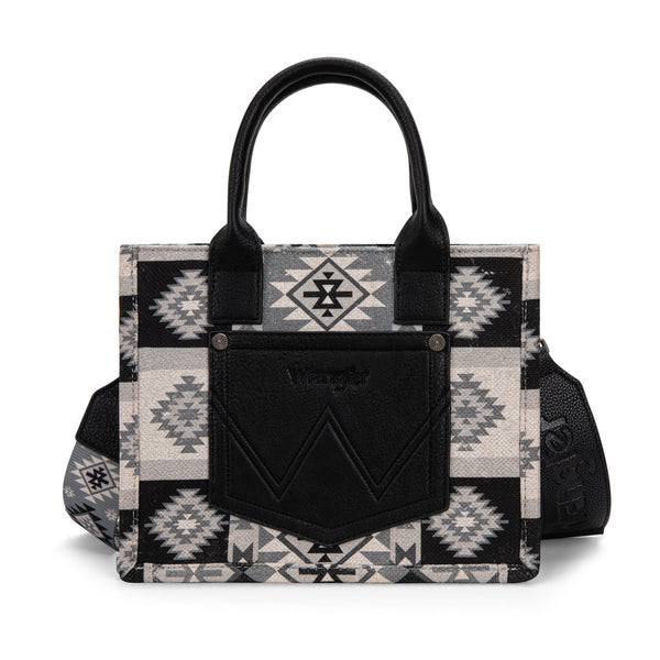 Wrangler Aztec Black Pattern Dual Sided Crossbody Tote-WG2209-8120SBK