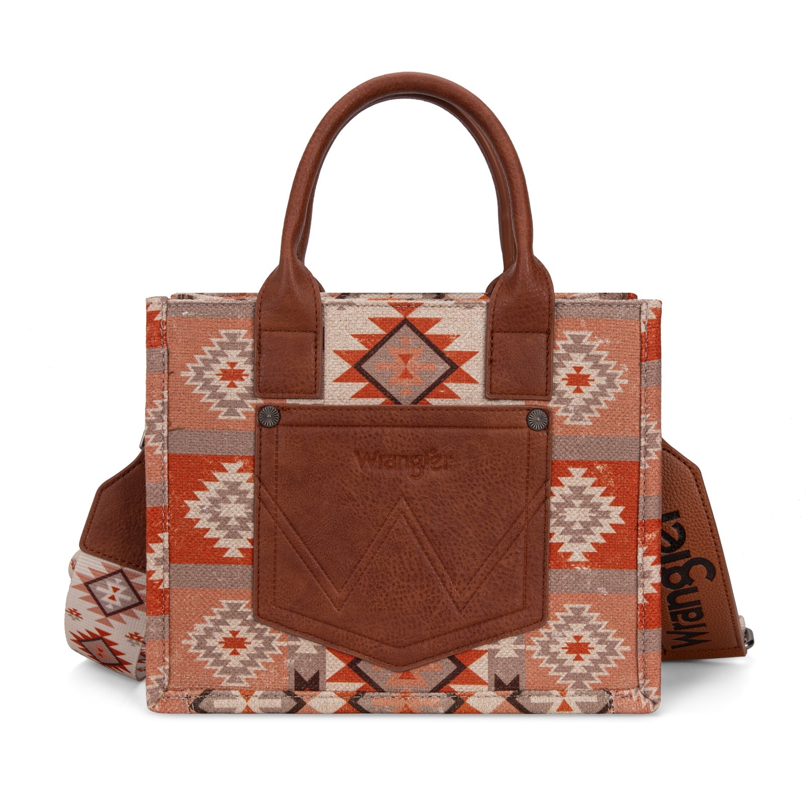 Wrangler Light Brown Aztec Dual Sided Printed Crossbody-WG2209-8120SLBR