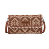 Wrangler Southwestern Brown Print Wallet Wristlet Crossbody-WG2212-C012BR