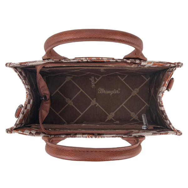 Wrangler Southwestern Pattern Dual Sided Brown Printed Crossbody-WG2213-8120SBR
