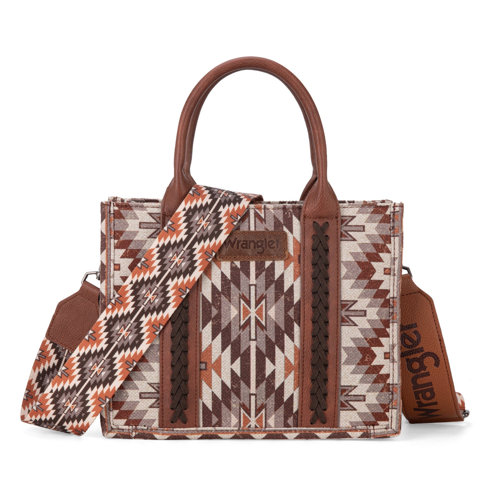 Wrangler Southwestern Pattern Dual Sided Brown Printed Crossbody-WG2213-8120SBR
