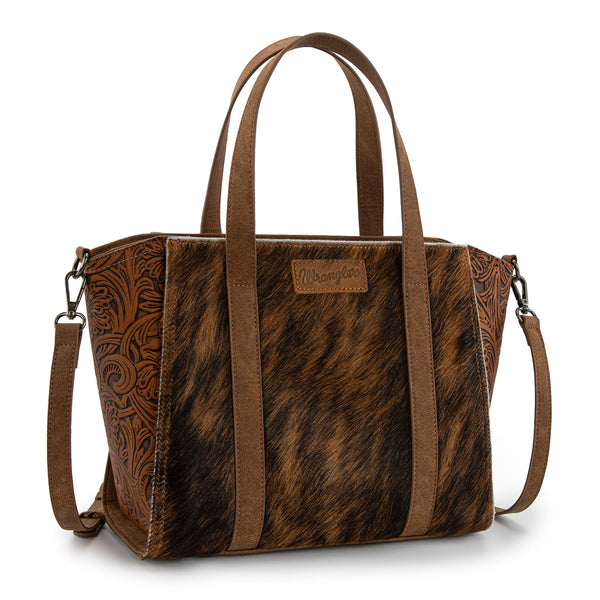 Wrangler Brown Genuine Hair On Cowhide Wide Tote Crossbody-WG252-8012BR