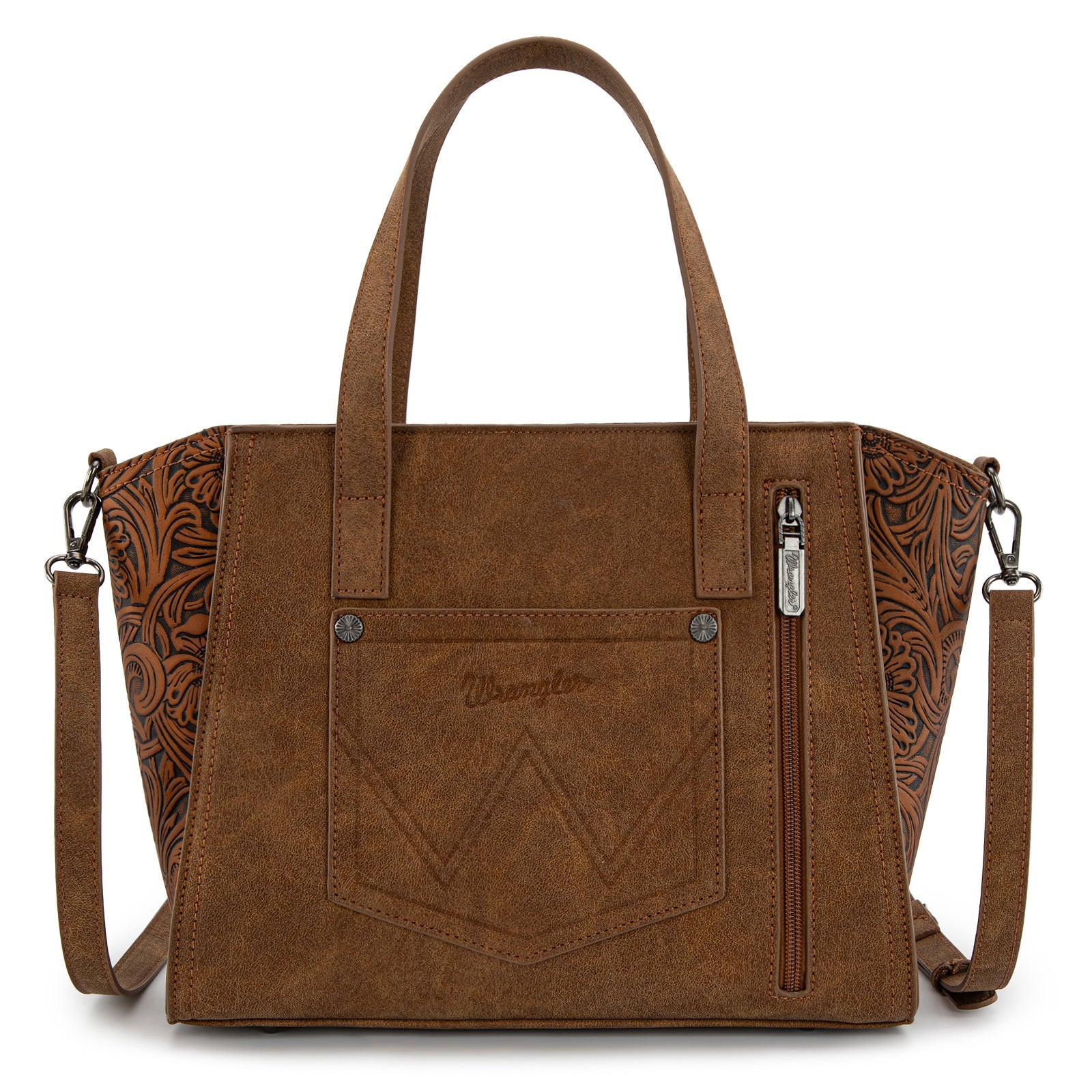 Wrangler Brown Genuine Hair On Cowhide Wide Tote Crossbody-WG252-8012BR