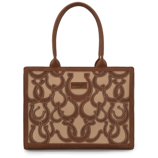 Wrangler Horseshoe Cutout Carry All Large Tote Bag-WG292-8110BR