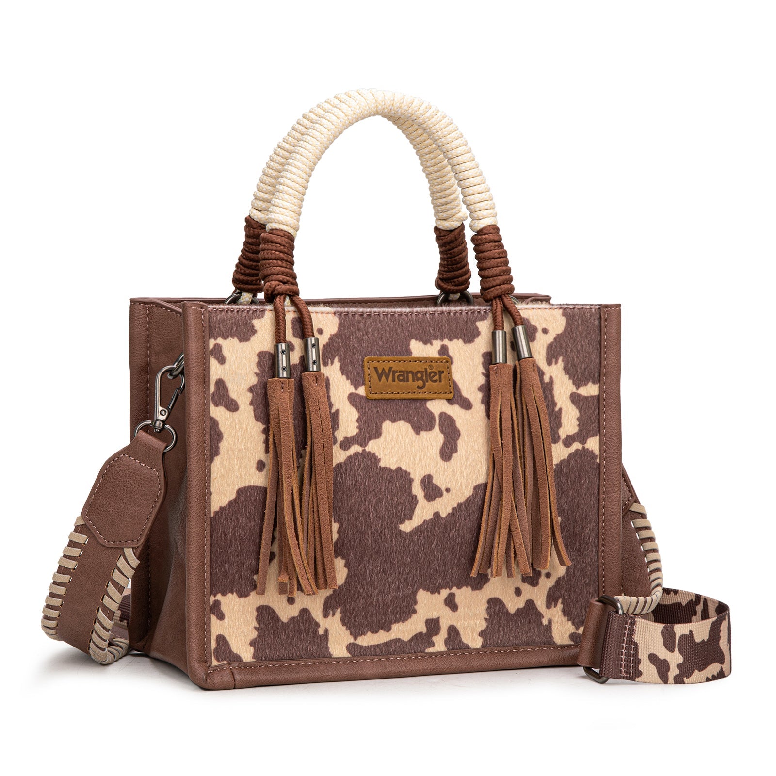 Wrangler Light Coffee Cowhide Printed Crossbody Purse-WG386-8120SLCF