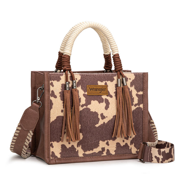 Wrangler Light Coffee Cowhide Printed Crossbody Purse-WG386-8120SLCF