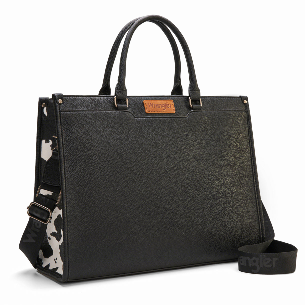 Wrangler Cow and Black Carry All Large Tote Bag-WG389-8119COW-BK