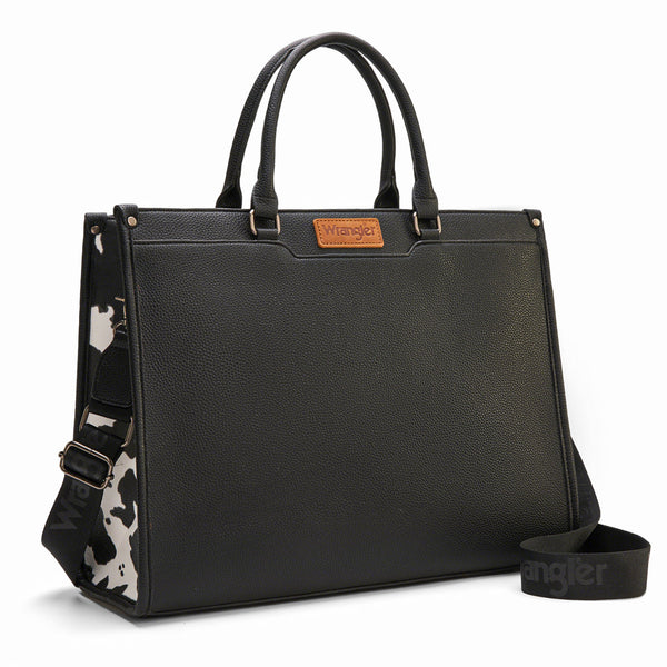 Wrangler Cow and Black Carry All Large Tote Bag-WG389-8119COW-BK