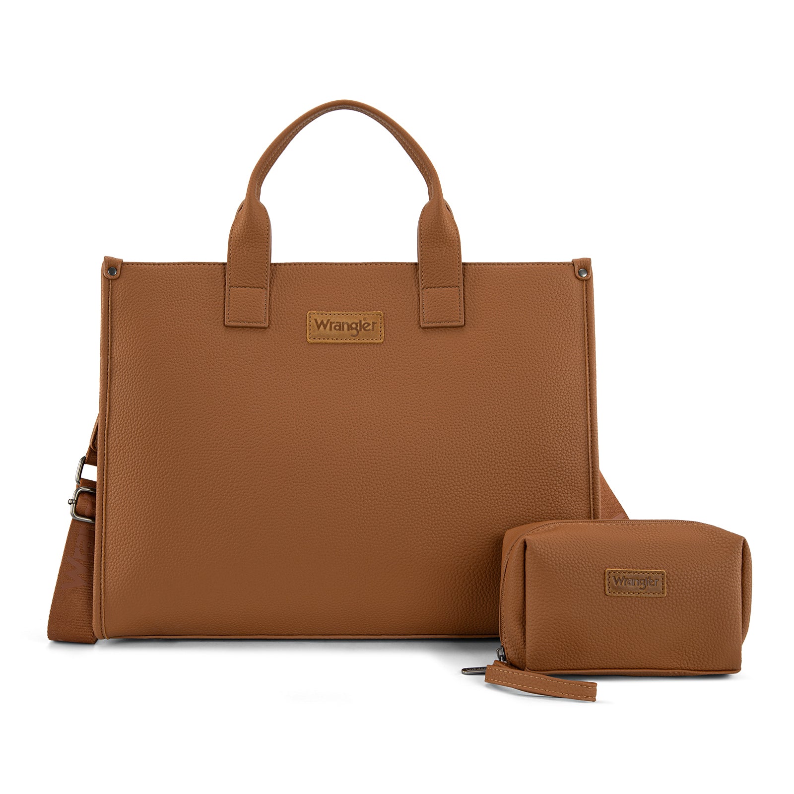 Wrangler Brown Structured Work Tote with Pouch-WG390-8110BR