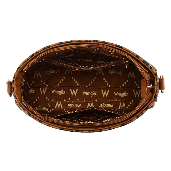 Wrangler Leopard Shoulder Bag with Chain Detail-WG474-8633BR