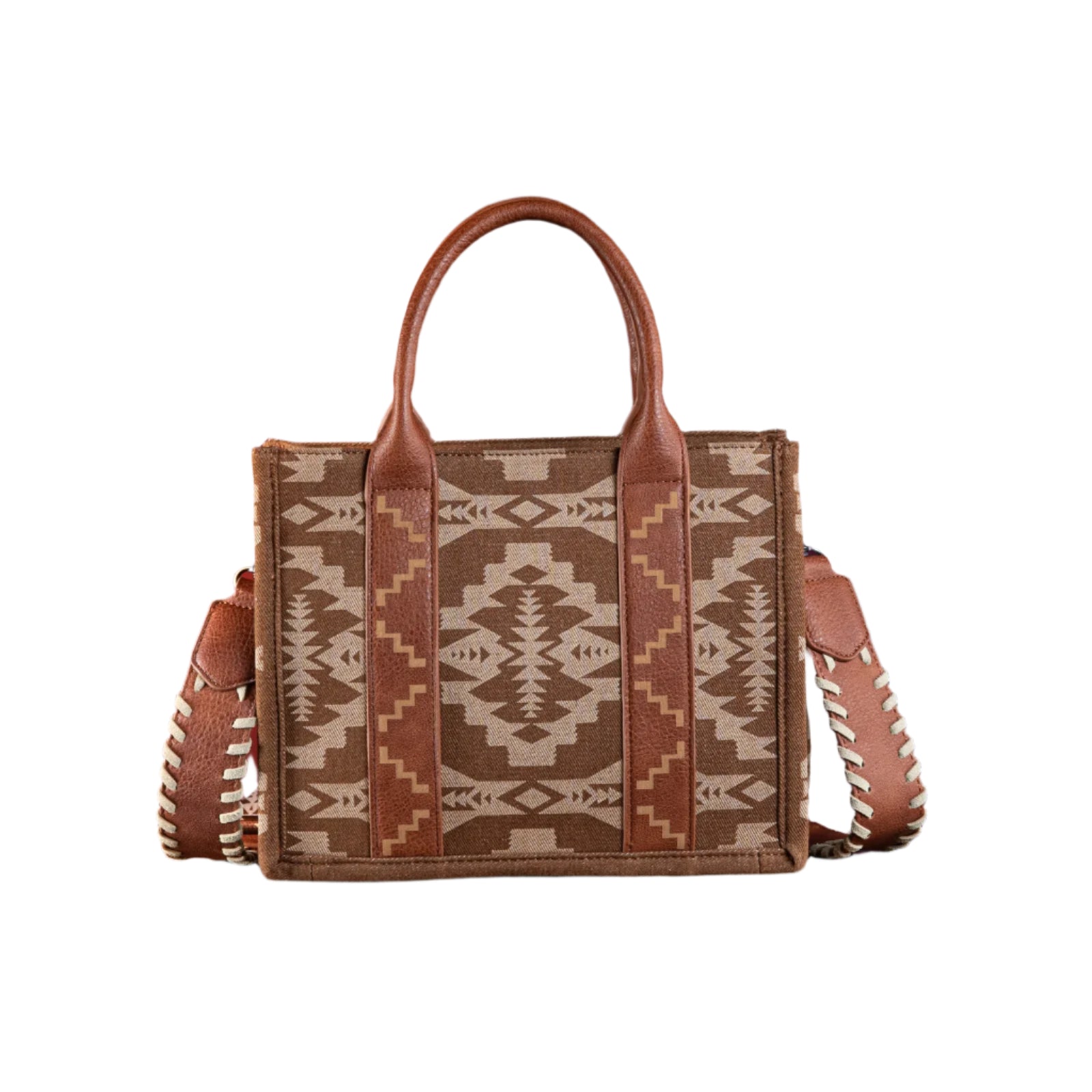 Wrangler Southwestern Print Small Canvas Tote/Crossbody - Brown - WG2212-8120