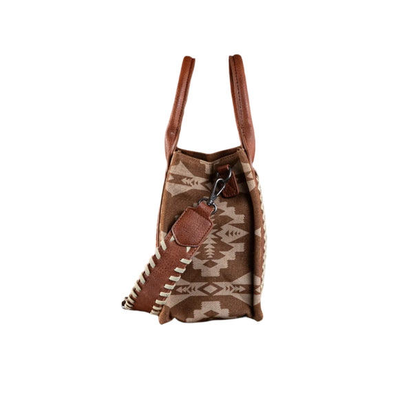 Wrangler Southwestern Print Small Canvas Tote/Crossbody - Brown - WG2212-8120