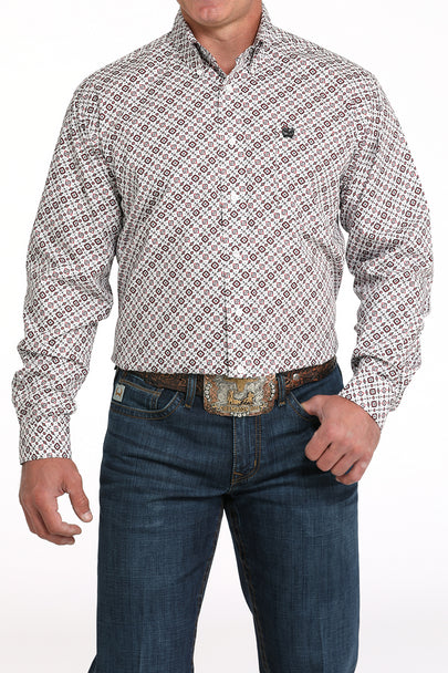 Cinch Men's Geometric Print Long Sleeve Button Down - MTW1105989