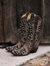 Corral Ladies Brown Black Inlay Floral Embroidery Studs and Crystals A3569