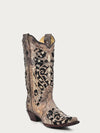 Corral Ladies Brown Black Inlay Floral Embroidery Studs and Crystals A3569