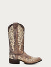 Corral Ladies Brown Crater Bone Embroidery Square Toe A2663