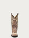 Corral Ladies Brown Crater Bone Embroidery Square Toe A2663
