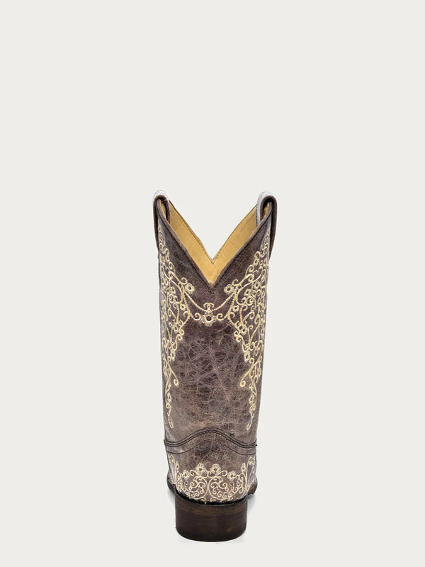 Corral Ladies Brown Crater Bone Embroidery Square Toe A2663