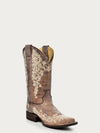 Corral Ladies Brown Crater Bone Embroidery Square Toe A2663