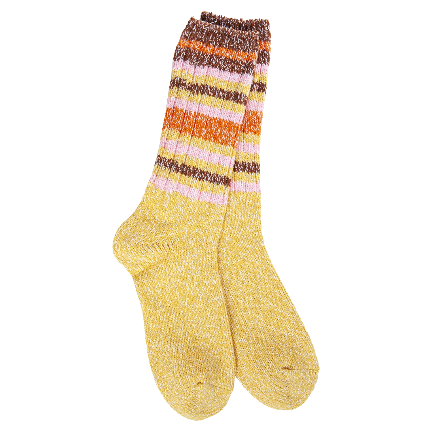 Worlds Softest Socks Weekend Ragg Crew Honey Stripe