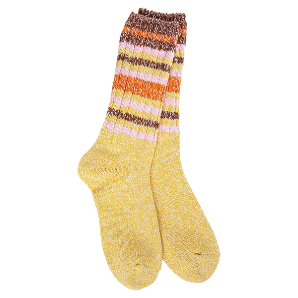 Worlds Softest Socks Weekend Ragg Crew Honey Stripe