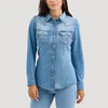 Wrangler Ladies Denim Cowboy Snap Shirt Blue Denim - 112367313