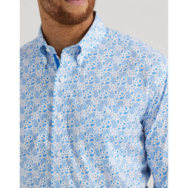 Wrangler Men's George Strait Blue Paisley Button Up 112344873