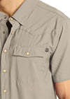 Rock & Roll Men's Tan Short Sleeve Ripstop Snap Shirt - BMN3S06797-Tan