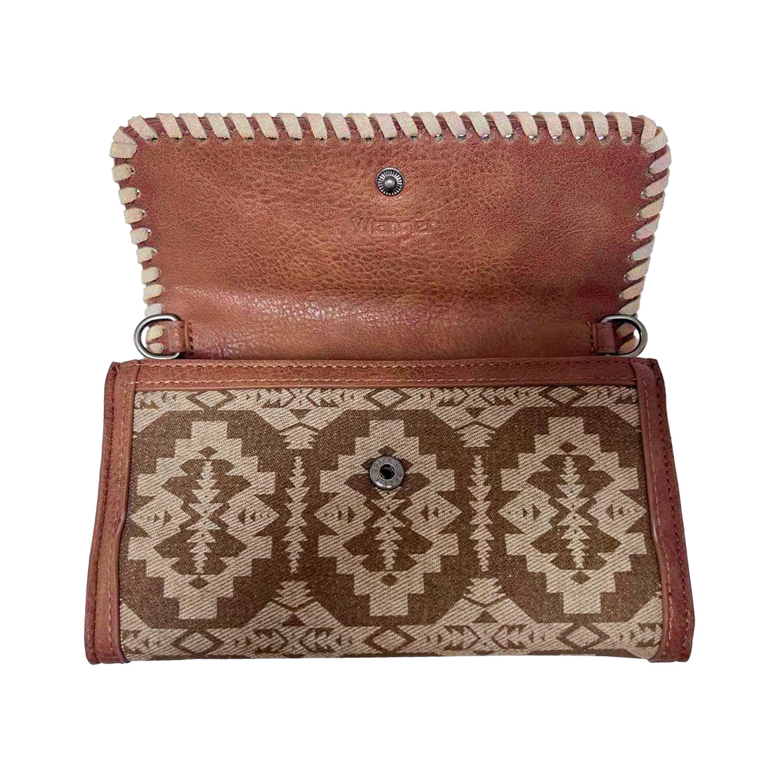 Wrangler Southwestern Brown Print Wallet Wristlet Crossbody-WG2212-C012BR