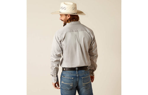 Ariat Men's Logo Twill Fitted Button Down Shirt - Light Grey - 10048716