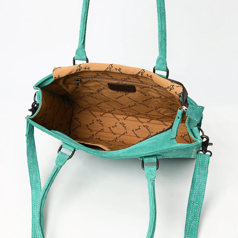 American Darling Large Suede Tote Green in color with Concealed Carry area ADBG1553A