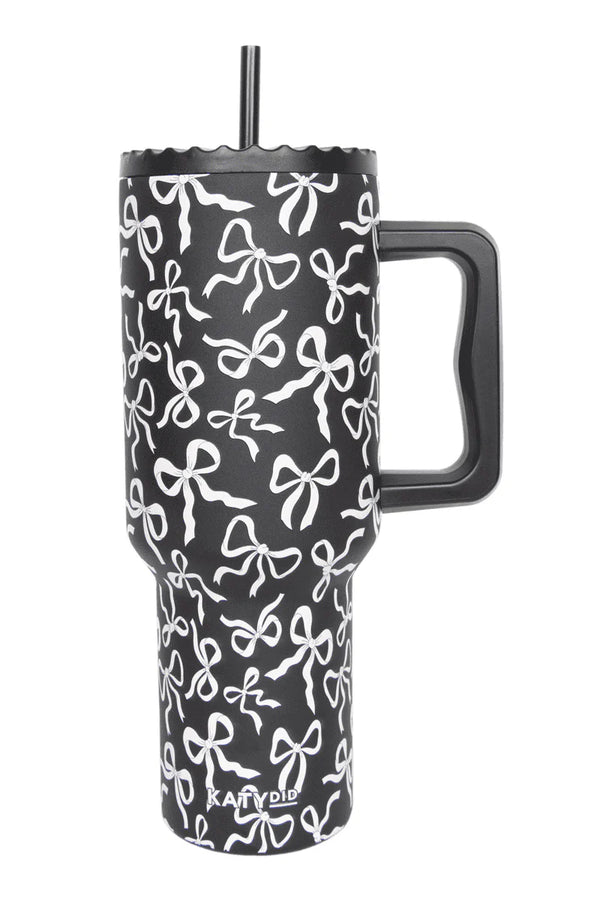 Katy Did Black & White Bow 38 Oz Tumbler