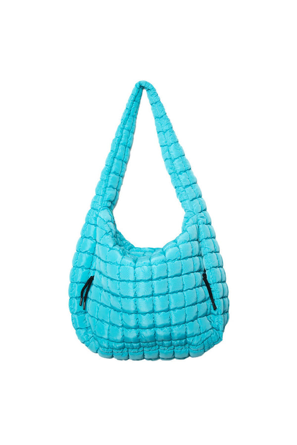 KatyDid Blue Quilted Tote Bag With Zipper-KDC-TB-25_BLU