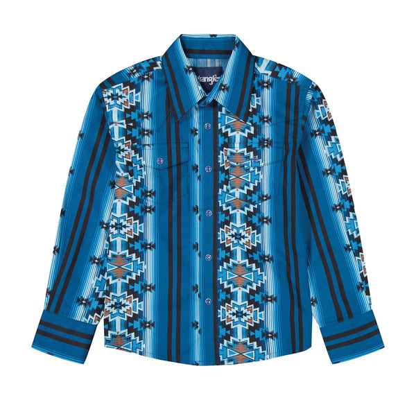 Wrangler Boys Checotah Long Sleeve Shirt Blue 112385822