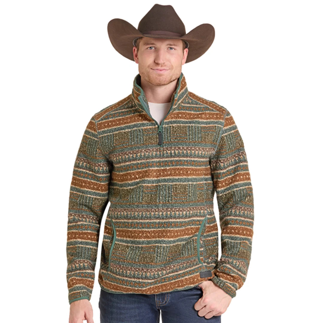 Rock & Roll Men's Performance Novelty Stripe Berber Pullover BM91C09220