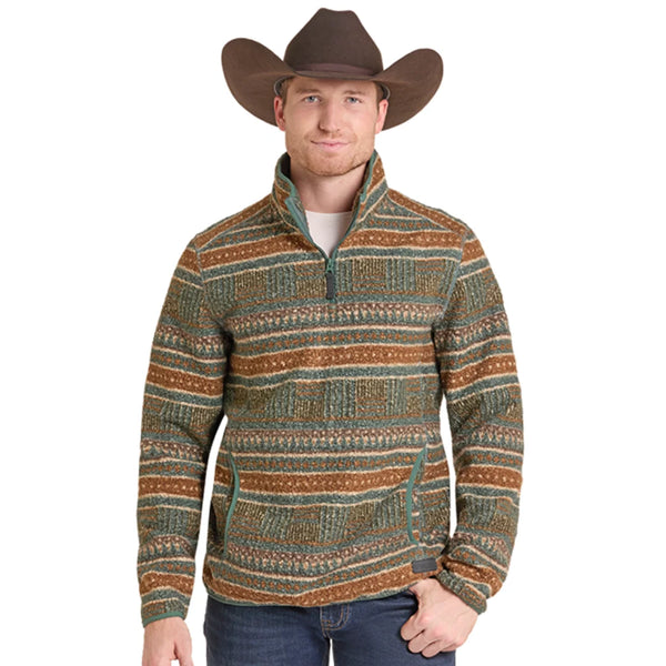 Rock & Roll Men's Performance Novelty Stripe Berber Pullover BM91C09220