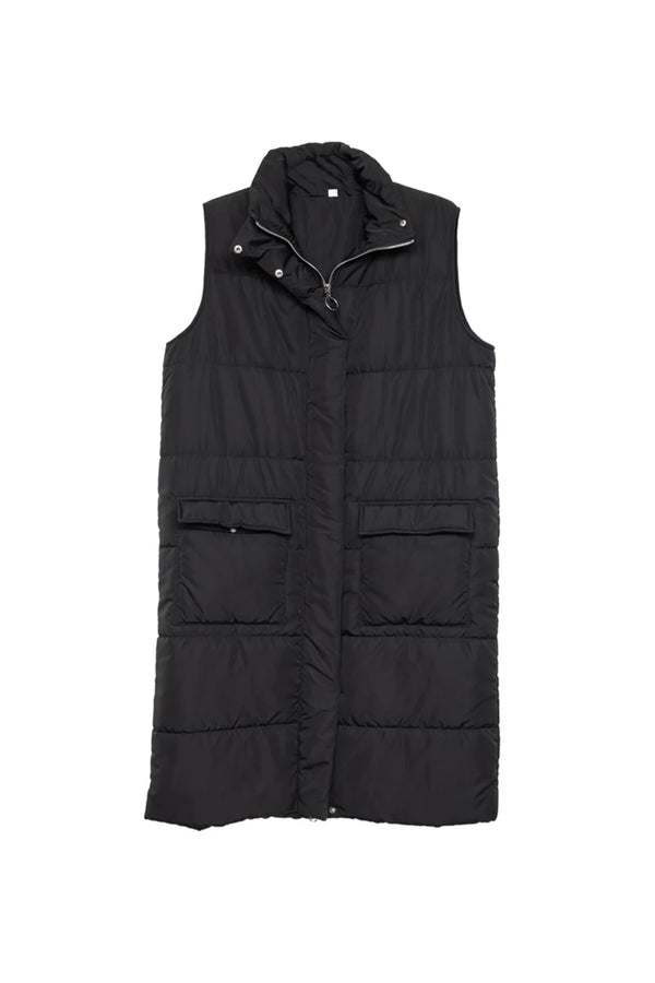 KatyDid Ladies Black Long Puffer Vest - KDC-VSTLG-100_BLK