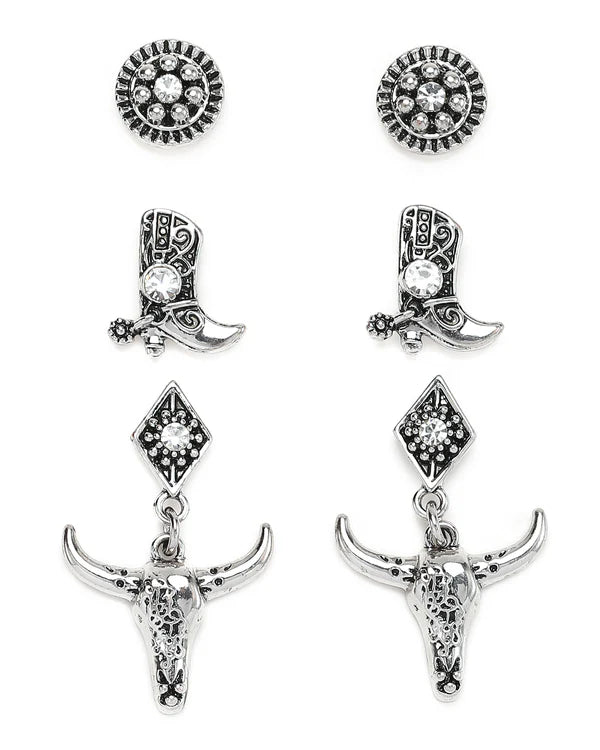 Cowgirl Confetti Wild Spur Earring Set-CCERR152