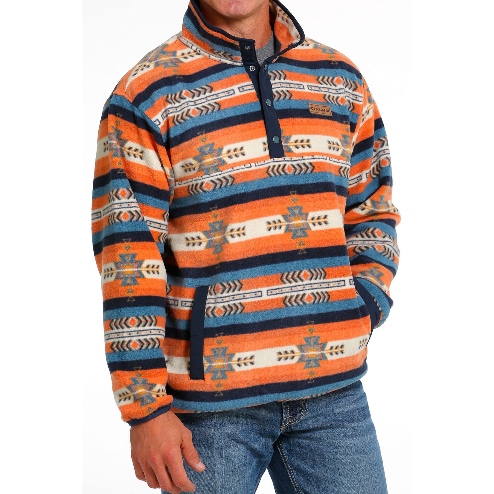 Cinch Men's Fleece Aztec Orange Pullover MWK1514017