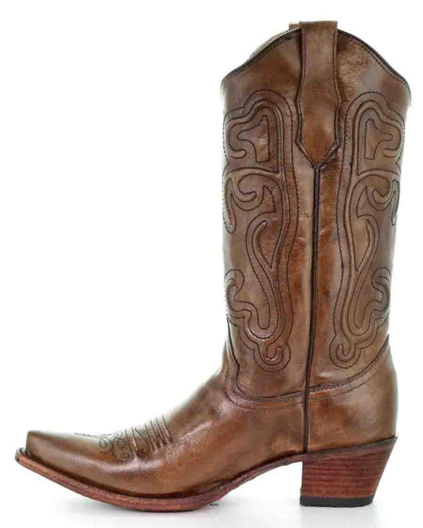 Circle G Ladies Brown Embroidered Cowgirl Boots L5305