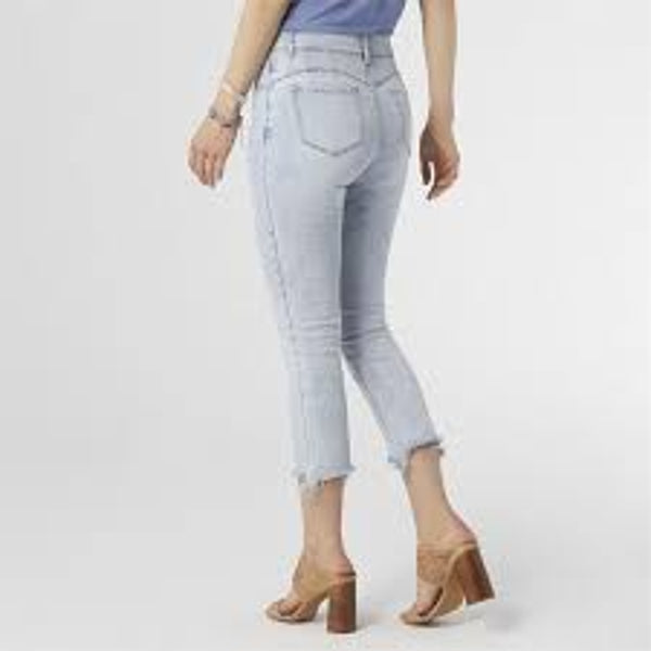 OMG ZoeyZip Straight Leg Capri With Bottom Distressing-Light Denim 2319027