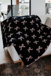 KatyDid Light Pink & Black Double Sided Bow Blanket - KDC-BLKT-21_LPK