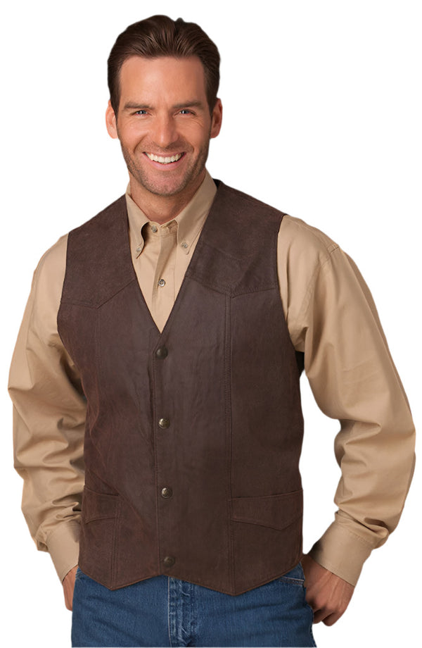 Cripple Creek Leather Snap Vest Antique Chocolate-ML3061A-90