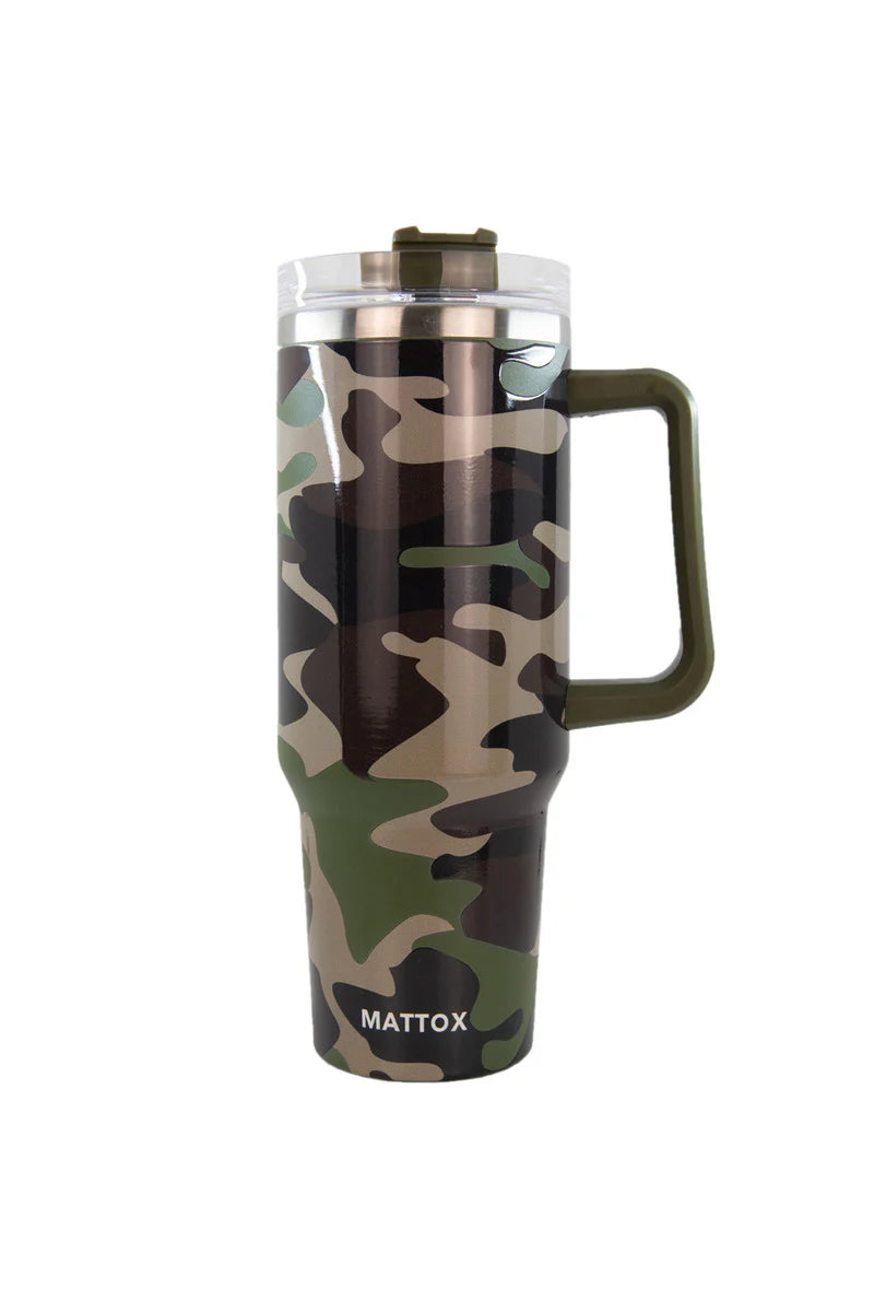 Katy Did Camo Print Tumbler Cup with Straw