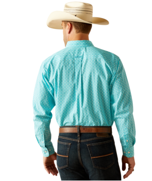 Ariat Men's Wrinkle Free Stanley Peacock Blue Classic Fit Shirt-10048413